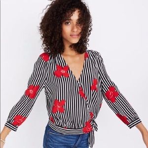 Madewell wrap top in candied orchids